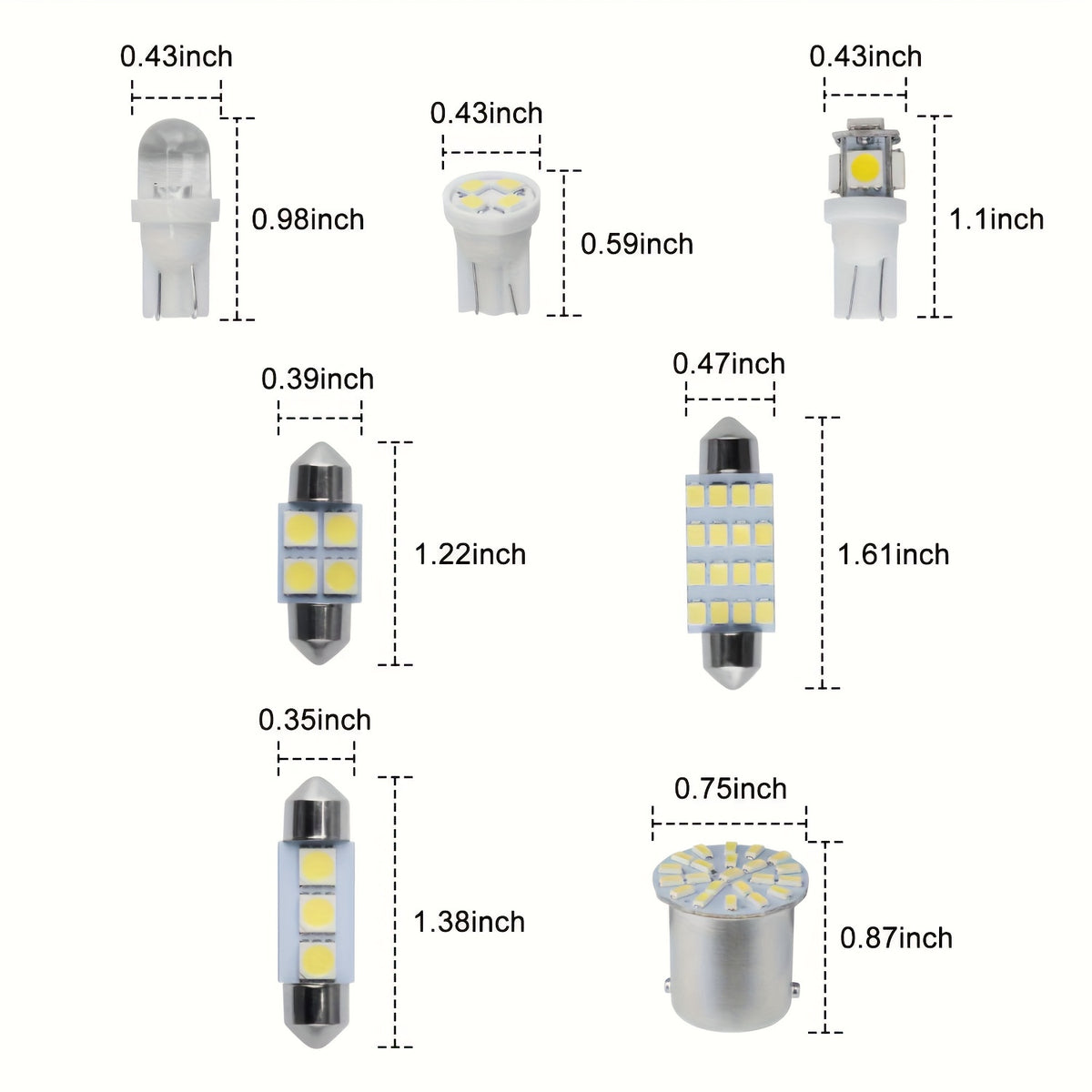 Car LED Interior Bulb Replacement Kit 56-Piece 12V White T10 W5W 31mm 36mm 41mm 1157 Dome Map Door License Plate Lights 6000-8000K