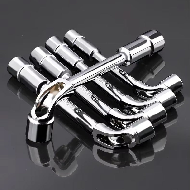 6pc Hex Socket Wrench Set | Mirror Perforated Wrench L-Shaped Elbow & Double-Head Hexagon Socket Pipe Wrench Kit