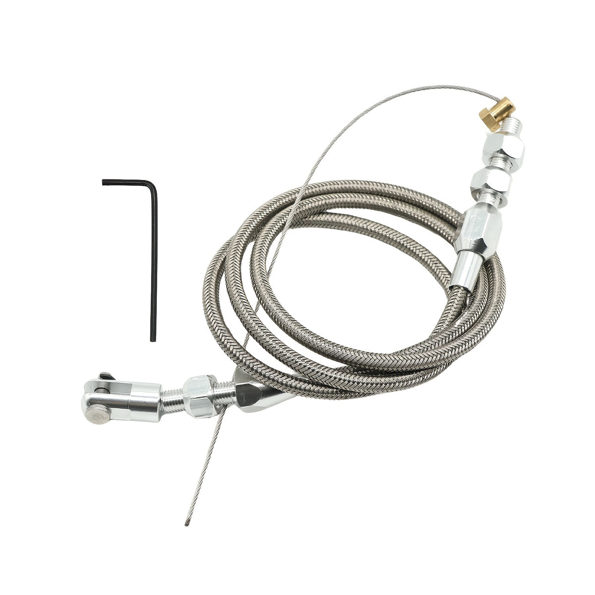 Stainless Steel Throttle Cable 36" Universal Fit for Ford Mustang 302 5.0L 86-93, GM & Carbureted Engines, U-Cut-to-Fit with Aluminum Fittings