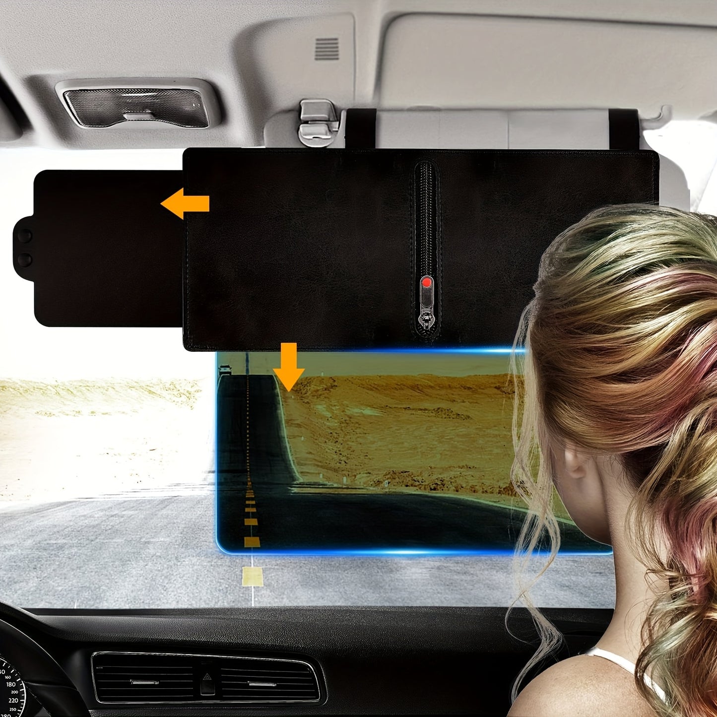 Polarized Car Sun Visor Extender | Adjustable Clip-On Design For Glare And UV Blocking, Durable PC Material, Fits All Vehicles, Road Safety - Sun Visor For Car