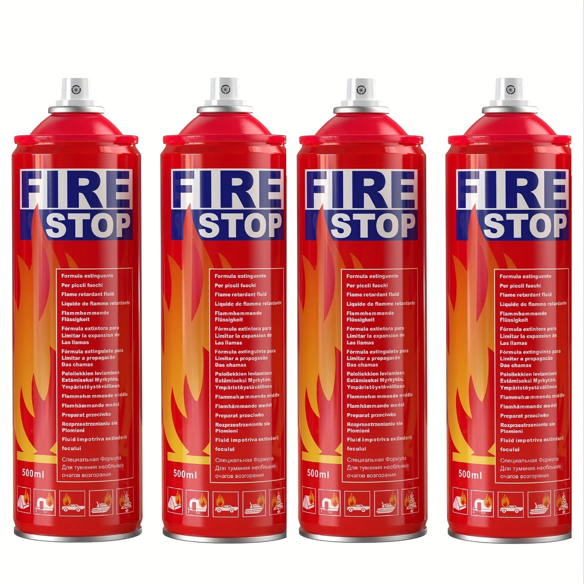 Portable Fire Extinguisher 2/4-Pack – 4-in-1 Formula for Car, Home, Kitchen & Boat with Mounting Bracket