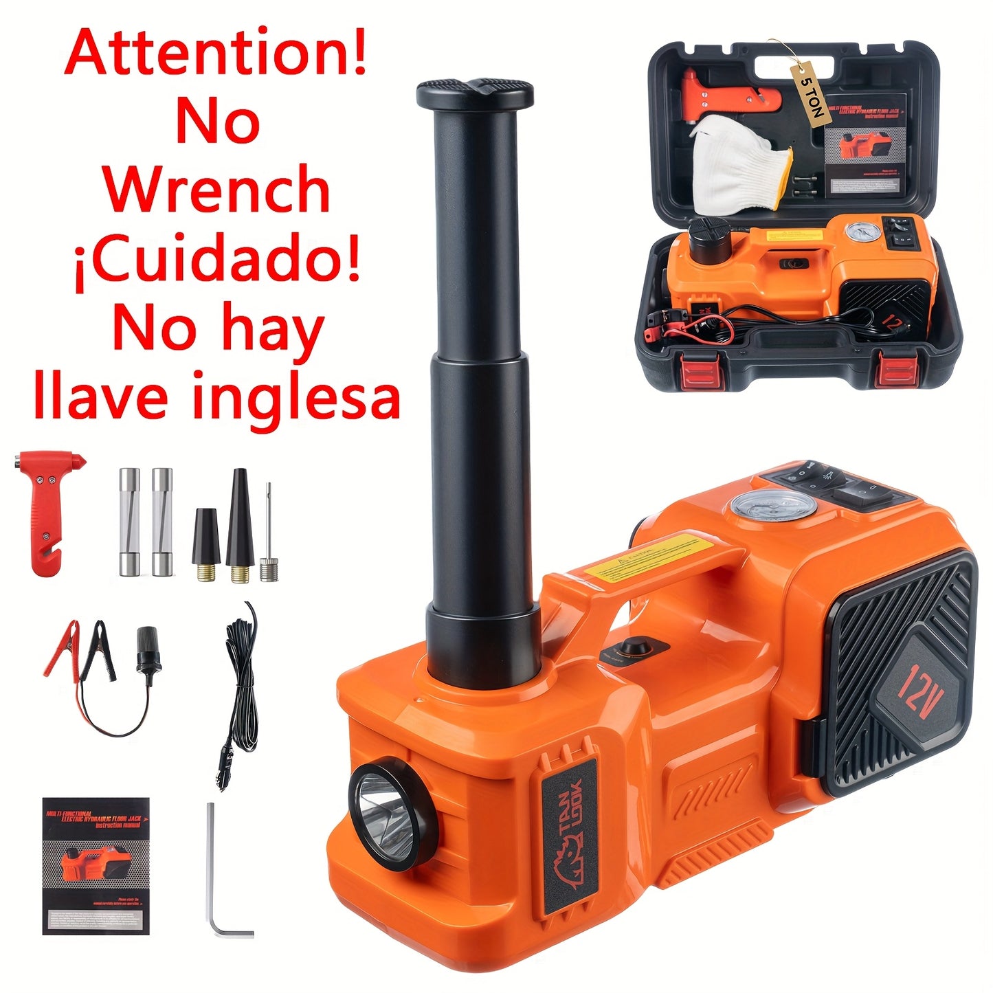 5 Ton Electric Car Jack, Hydraulic Jack And Electric Impact Wrench, Portable Car Lift with Built-in Air Pump, Suitable for SUV MPV Car Truck Tire Replacement Garage Maintenance Easy to Repair Car Tires, Emergency Maintenance Car