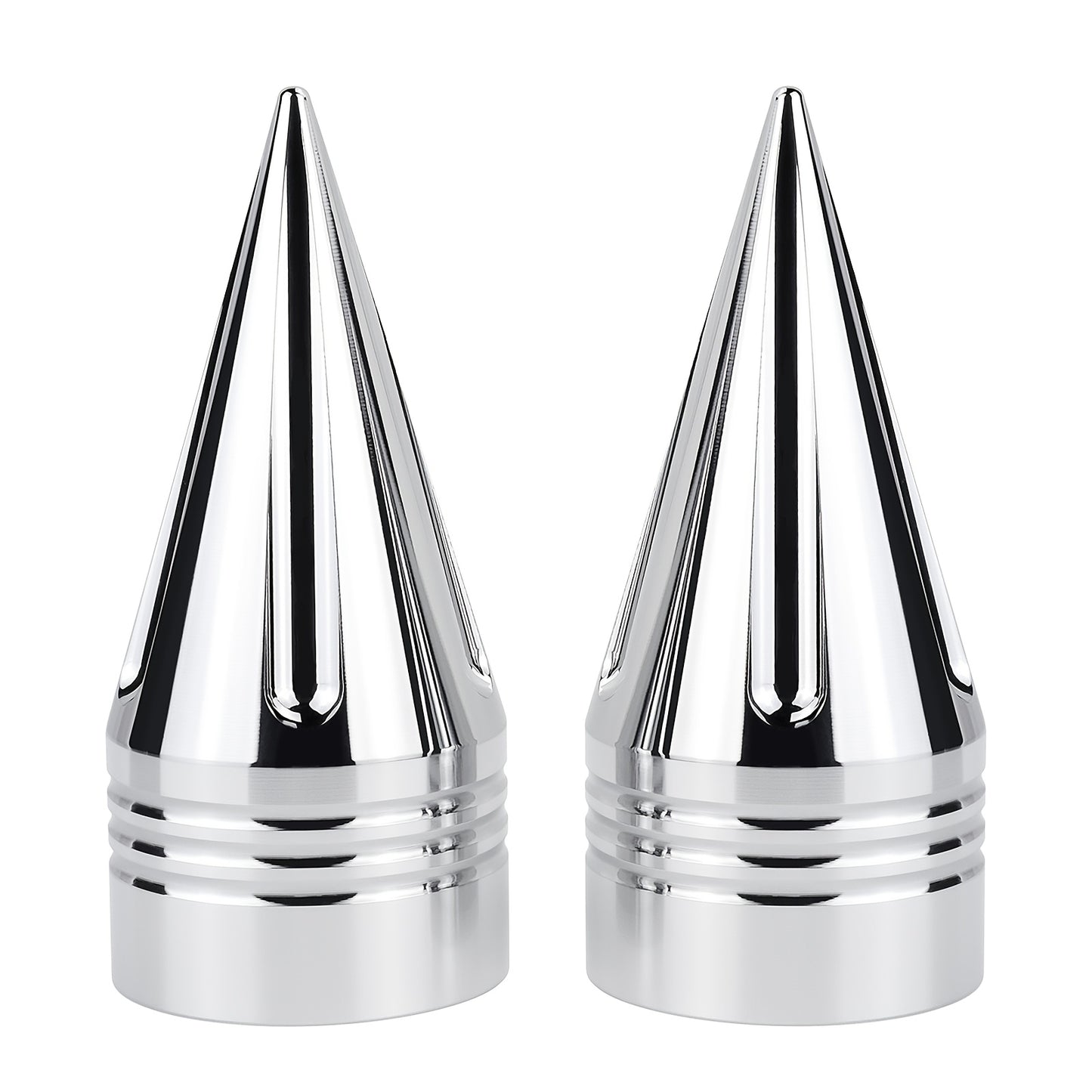 Motorcycle Front Axle Nut Covers CNC Spike Caps 3.6" – Fits Harley Touring Street Glide Road King Electra Glide Tri Glide 2008+, Black & Silver, Pair