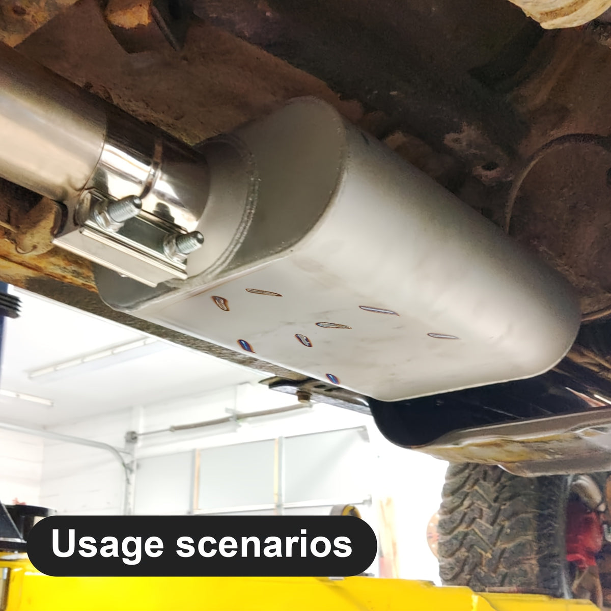 Stainless Steel Exhaust Muffler 2-Pack, High-Performance Chamber Design Aggressive Sound, 17" Center In/Center Out, 2.5" & 3.0" Inlet/Outlet, Universal Fit Cars & Trucks