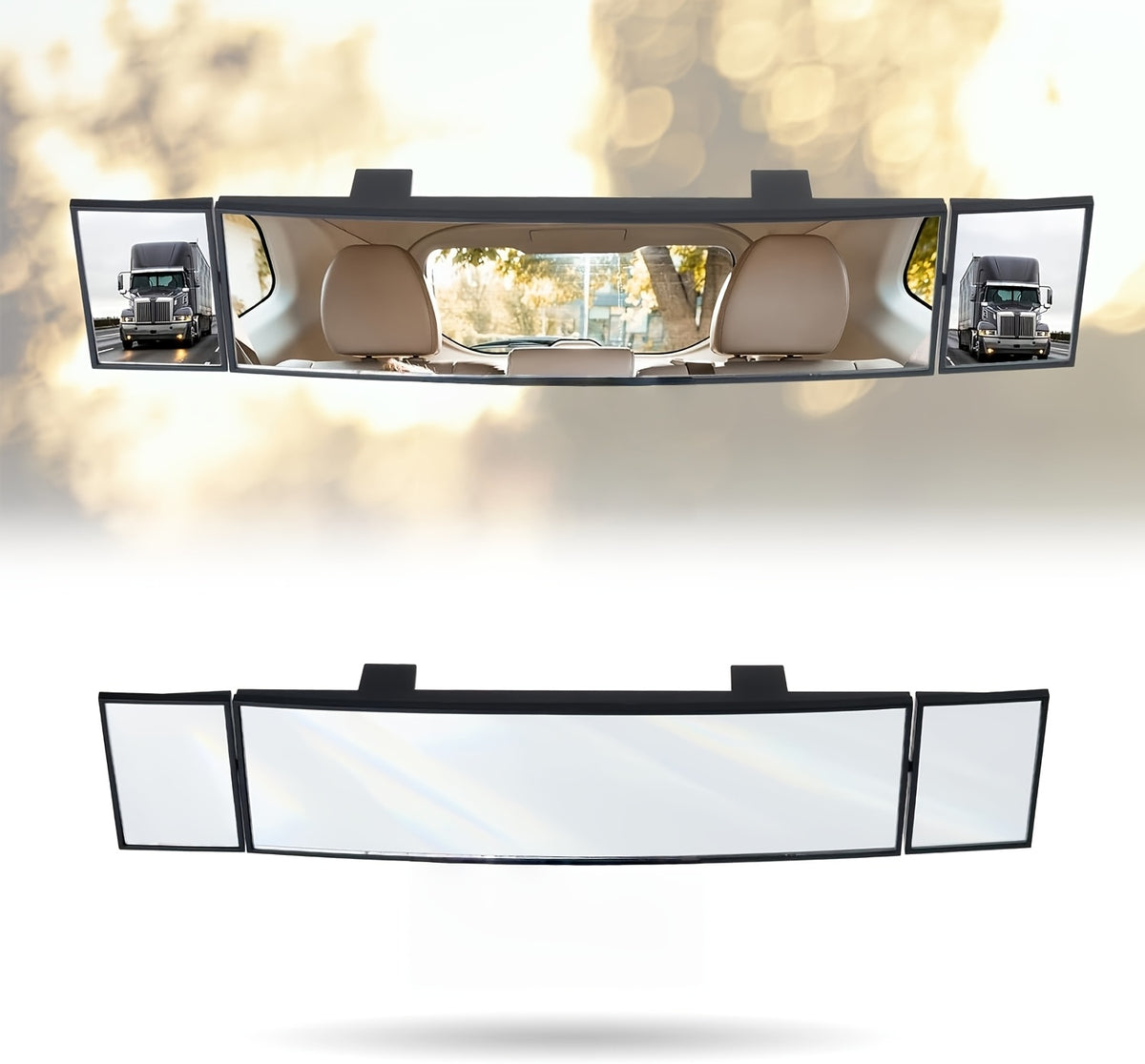 Wide Angle Convex Blind Spot Mirror Clip-On, Seamless Arc Design Improves Visibility, Safe Driving Accessory for Cars SUVs and Trucks, Universal Fit Rearview Mirror