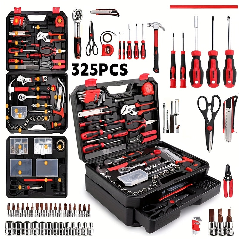 Professional Automotive Tool Kit 46 53 325pcs Ratchet Wrench Screwdriver Set for Car Motorcycle Bike Maintenance All-in-One Portable Mechanic Tool Set