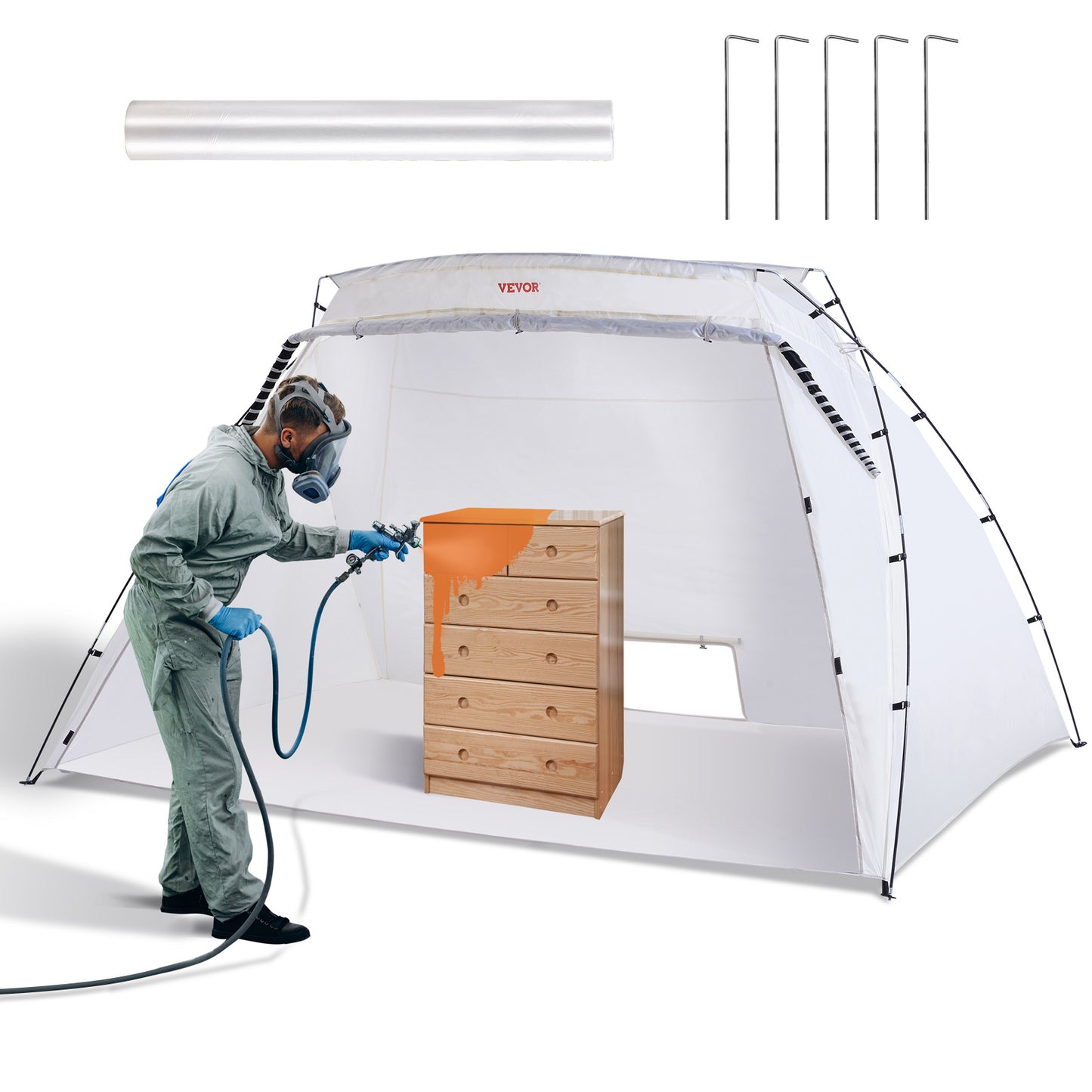 VEVOR Spray Paint Shelter Spray Paint Tent 90*62*62in/120*84*72in Portable Paint Booth DIY