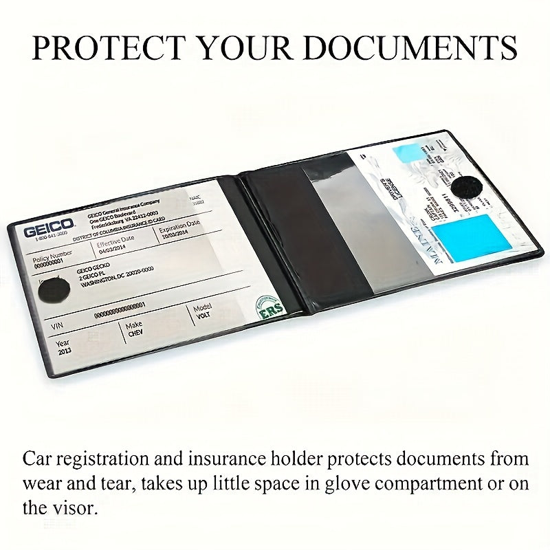 Car Insurance Registration & Driver License Holder – Multi-Slot Vehicle Document Organizer for Car Truck Motorcycle Trailer, Black, 1pc & 2-Pack