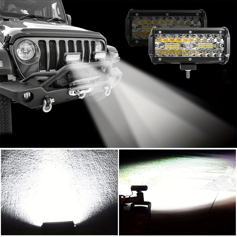 7-Inch LED Light Bar 240W 24000LM 2-Pack, Off-Road LED Pod Lights 9-36V for Pickup Truck Trailer ATV UTV, Flood Spot Combo Driving Light, Heavy-Duty Waterproof Work Light