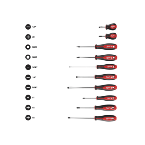 Milwaukee 2710 Screwdriver Kit 10-Piece – Alloy Steel Hex Drivers with Magnetic Tips, Size-Marked Caps for Home & Professional Use