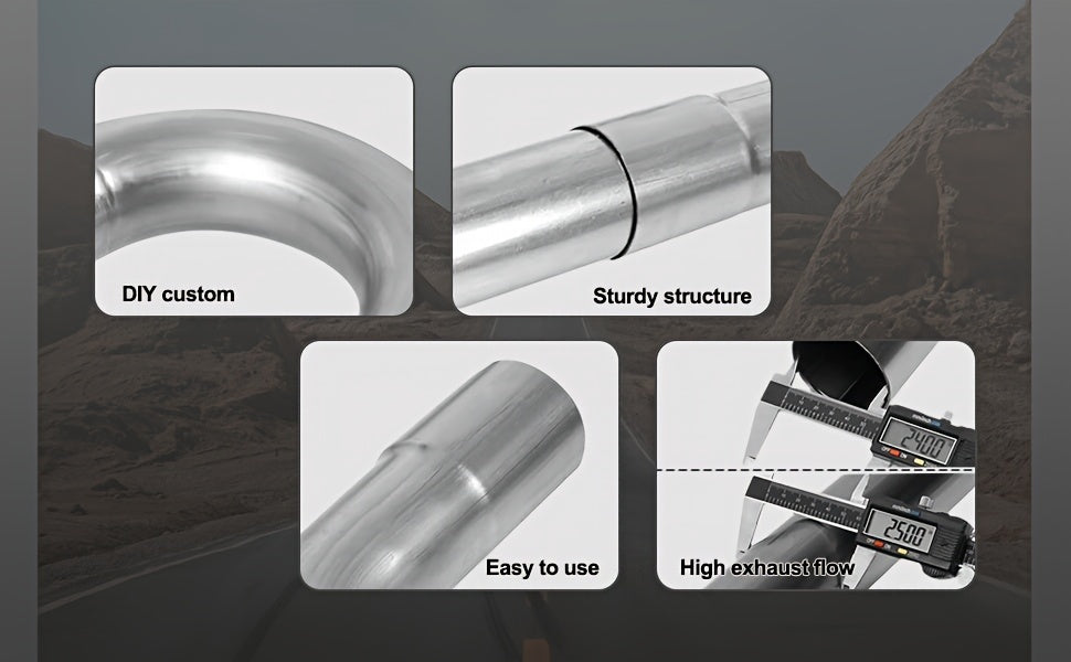2.5" Mild Steel Exhaust Pipe Kit 16pc | Mandrel Bent 16-Gauge Tubing 90° 45° 180° U-Bend & Straight Pipes Universal Fit