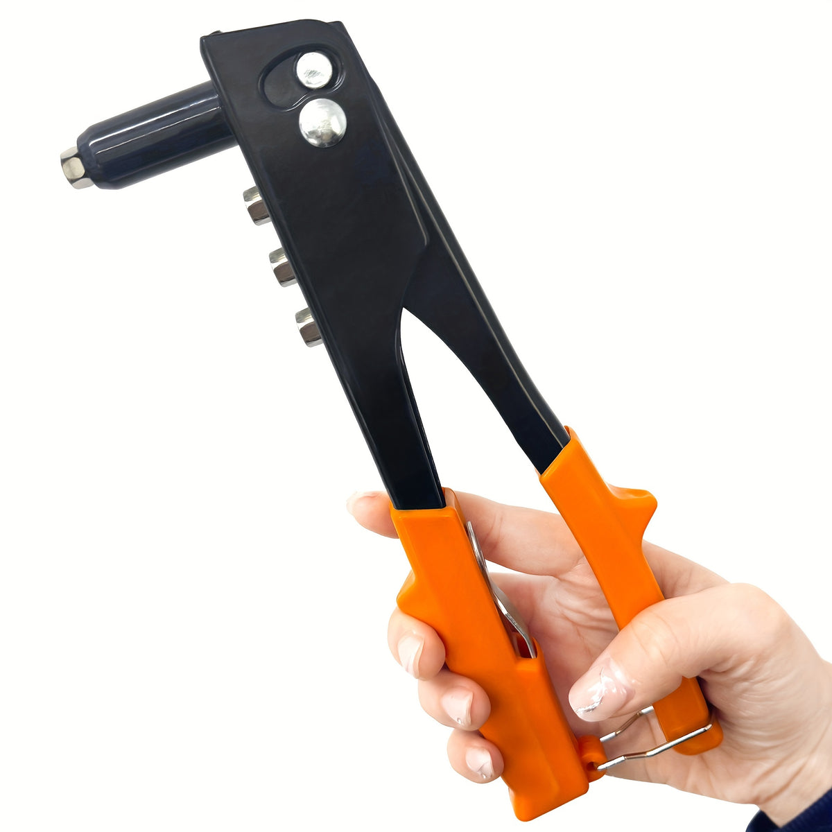 Hand Riveter Gun Kit 4-in-1, 201Pcs with 200 Pop Rivets, 4 Interchangeable Nosepieces 3/32 1/8 5/32 3/16, Heavy Duty Metal Rivet Tool for Automotive Sheet Metal Repair