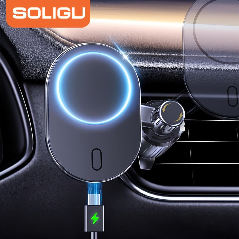 Miracase Magnetic Wireless Car Charger Mount 15W Fast Charging – 360° Rotation Air Vent Phone Holder for iPhone 16 15 14 13 12