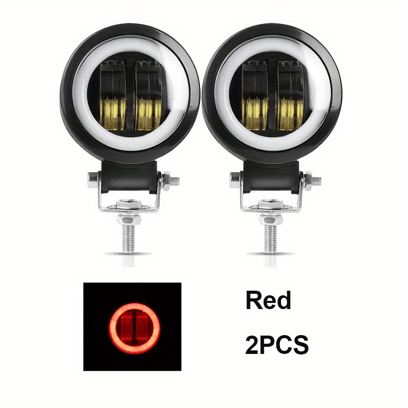 3 Inch Round LED Lights 2pcs DC 12V-24V – Compact Work Lights for Off-Road ATV UTV Motorcycle Truck, White Blue Yellow Red, Hardwired