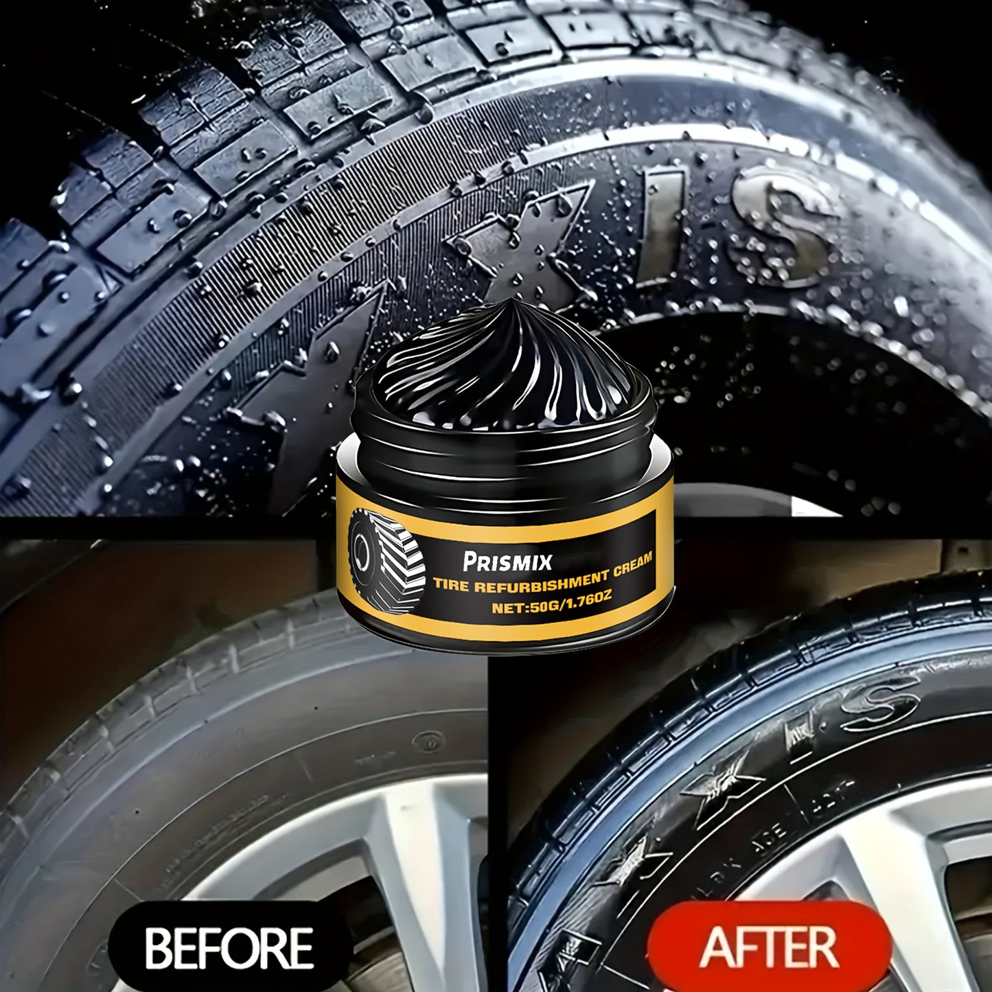 2pcs Car Black Interior Tire Polishing And Retreading Paste Tire Cleaning Rust Removal Polishing Shine Enhancement Anti-Fouling Wheel Retreading Paste - Lasting Shine, Noticeable Effect, Beeswax Ingredients, No Professional Tools Needed