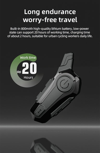 The Wireless Intercom Headset for Motorcycle Helmets Supports Real-Time Communication for Two People And Is, Compatible with Full-Face, Three-Quarter, And Open-Face Helmets.