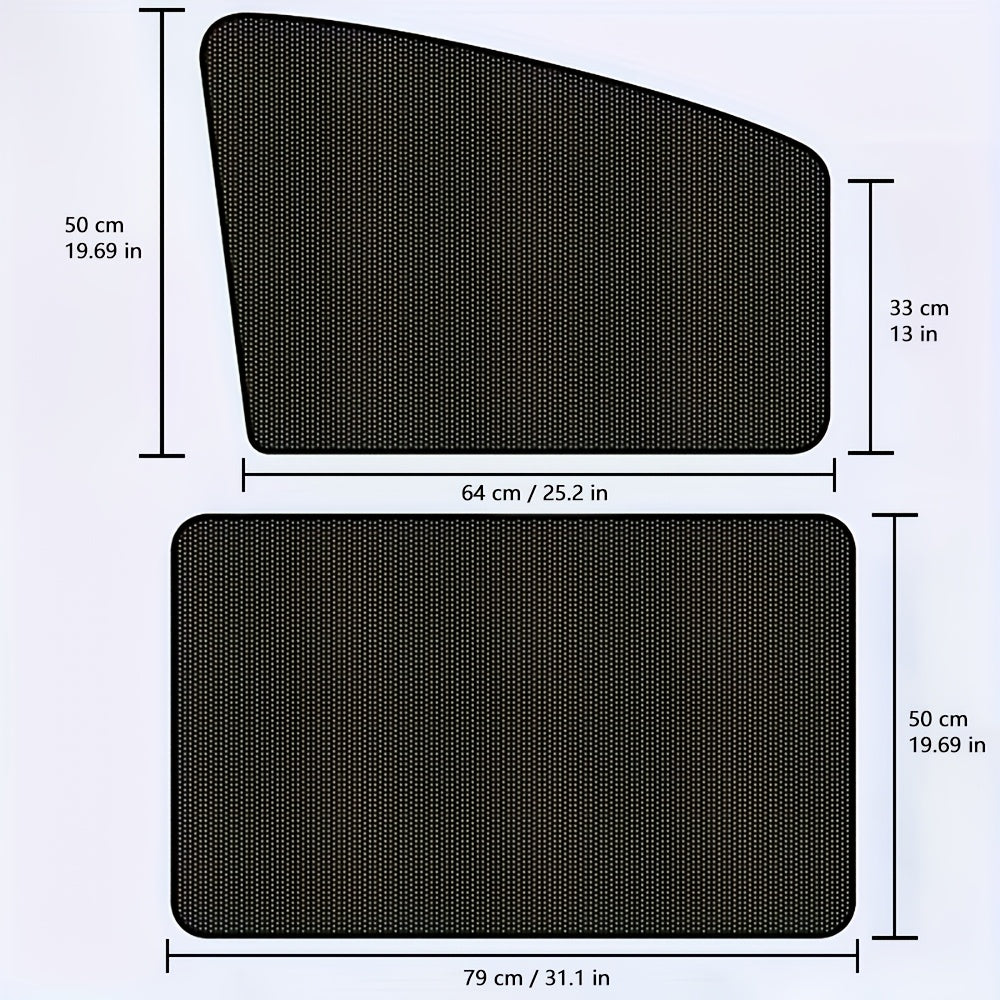 4pcs Magnetic Car Sunshade Curtains - Black Mesh Design for UV Protection, Heat Insulation, And Easy Installation On Windshield Or Window