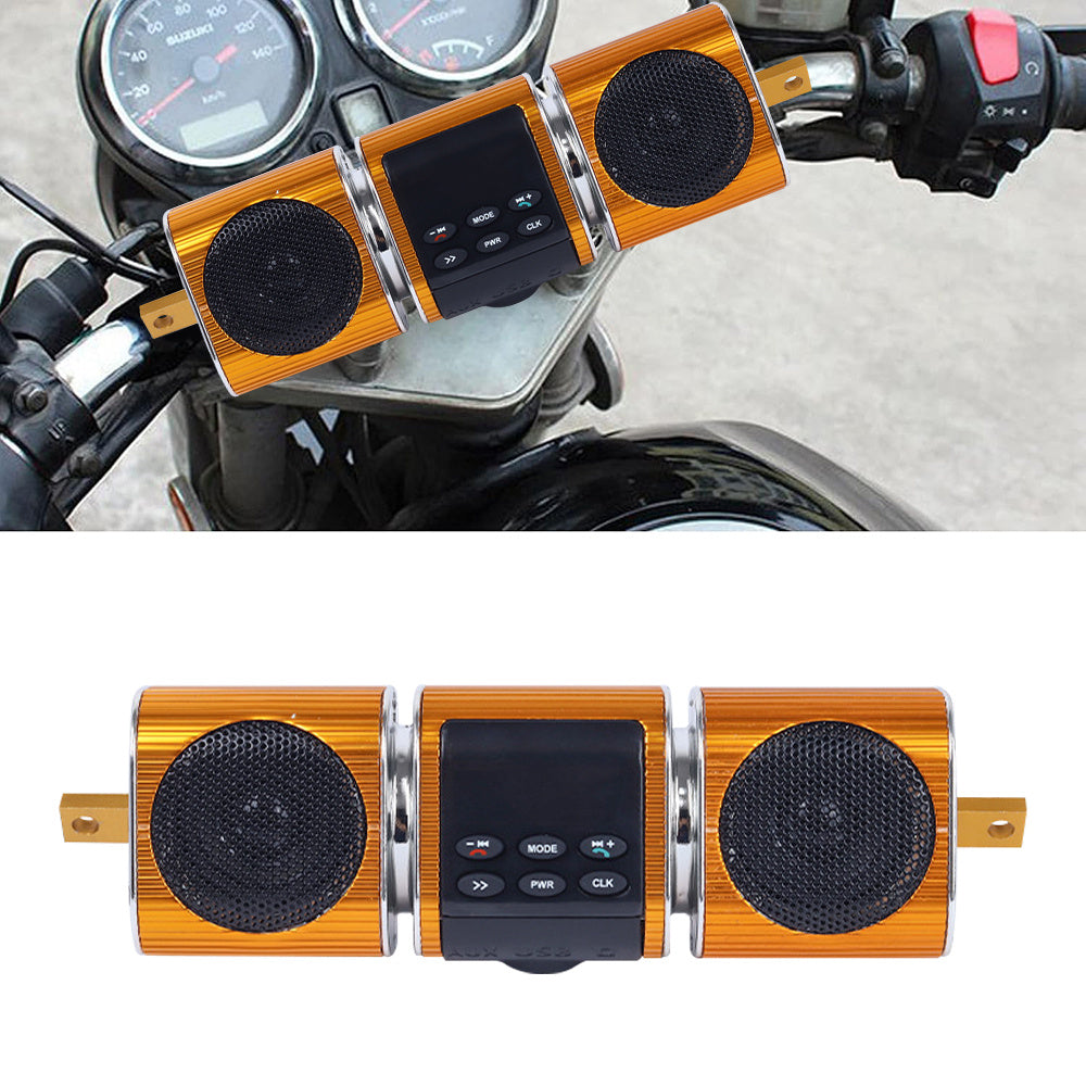 Motorcycle Sound Bar with Built-in Amplifier - Wireless, USB Inputs, 12V Metal MP3 Player Great for ATV, Scooter Bike, 12 Volt Off-Road Bikes, Without Battery