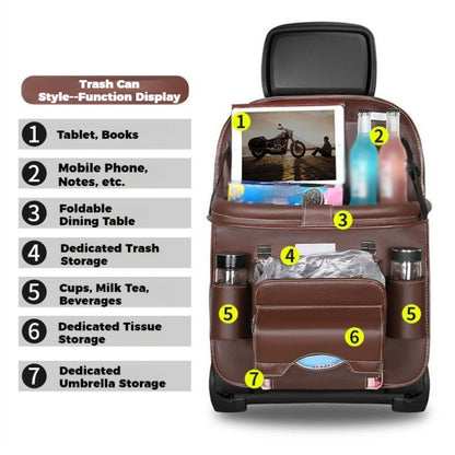 Car Seat Organizer with Foldable Tray Trash Can Multi-Pocket Rear Seat Back Storage Bag Headrest Hanging Organizer for SUV Truck Universal Fit 1pc 2pcs