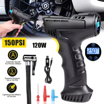 Wireless Tire Inflator Portable Air Compressor 5200mAh Rechargeable with Digital Display & Auto Shut-Off for Car Bicycle Balls – USB Charging