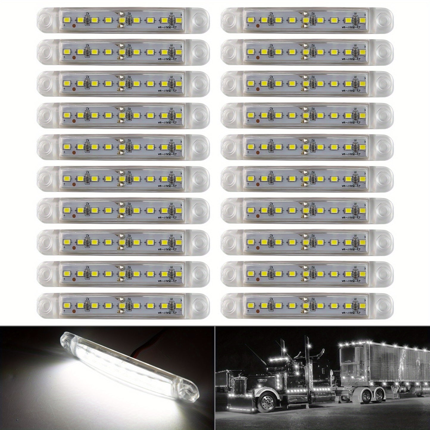 20pcs New Bright 12V 9LED Side Marker Light Lamp Indicator Light Bar -Yellow, Red, White, Blue, Green