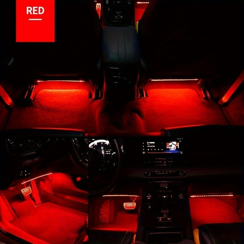 [Music Sync LED Car Lights] GY 4pcs USB-Powered LED Car Interior Lighting Kit | Colorful Underfoot Lights with Music Sync for Enhanced Ambiance, Without Battery