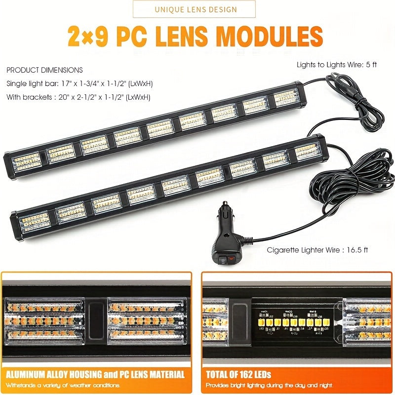 17 Inch 80W Triple Row LED Light Bar 3000LM, 3-Color Modes Emergency Flasher Off Road Work Light, 12V-24V for Cars ATV SUV Pickup Trucks Tractors Boats