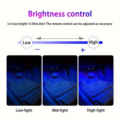 Car LED Lights Interior Auto Sensor USB RGB Ambient Atmosphere Neon Accent Lighting Cool Accessories Magnetic Strip Inside Car Roof Ceiling Footwell Hood Remote Music Sound Sync 12V