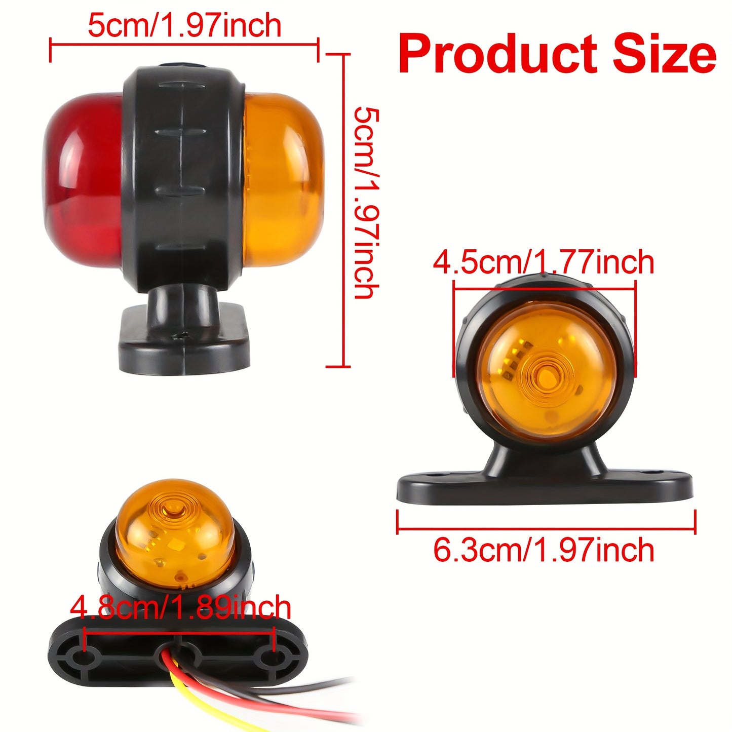 8pcs 12-24V Double-sided Car Truck Side Marker Light Red Amber Blinker Turn Signal Indicator Lamp for Trailer Lorry Caravan