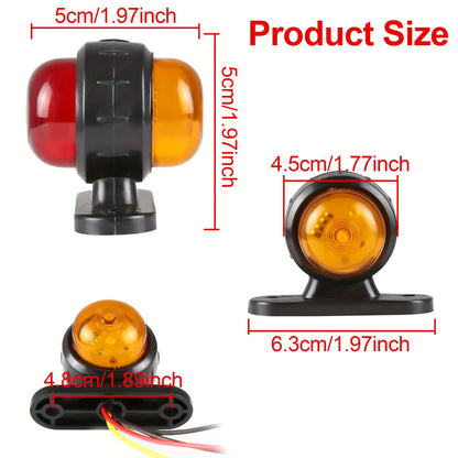 8pcs 12-24V Double-sided Car Truck Side Marker Light Red Amber Blinker Turn Signal Indicator Lamp for Trailer Lorry Caravan