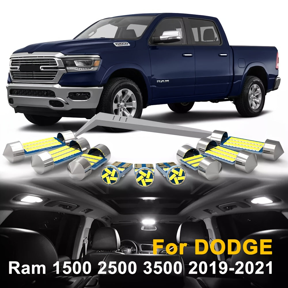 White Interior LED Lights for DODGE Ram 1500 2500 3500 1994-2018 2019 2020 2021 2022 2023 Canbus Car LED Bulbs Map Dome Trunk License Plate Lights