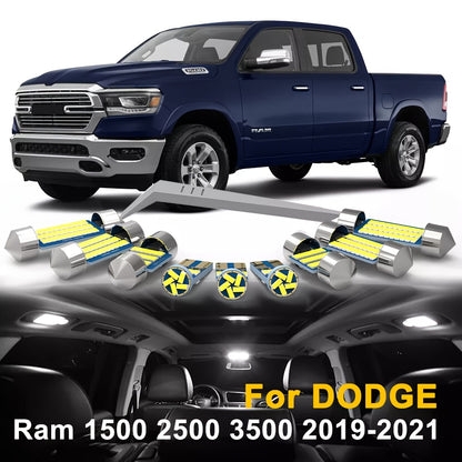 White Interior LED Lights for DODGE Ram 1500 2500 3500 1994-2018 2019 2020 2021 2022 2023 Canbus Car LED Bulbs Map Dome Trunk License Plate Lights