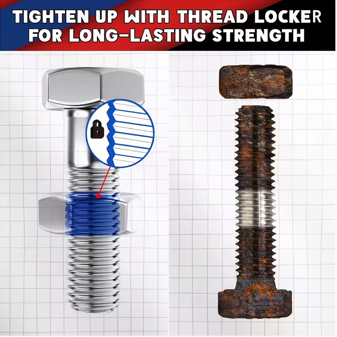 2/4pcs Thread Locking Adhesive Anaerobic Screw Locking Agent, Blue And Red Threadlocker with Anti-Loosening Anti-Vibration Anti-Rust Properties, Oil Resistant High Temperature Resistant, Secure Bond for Metal Plastic Stainless Steel Threads