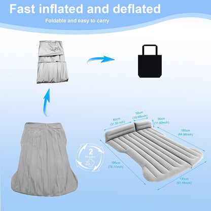 Ultra Comfortable Car Inflatable Mattress, Suitable for Tesla SUV Trucks, RVs, Trucks, Backseat Trunks, 64ft, Portable Foldable Inflatable Bed. Suitable for Travel Camping, Ncluding Storage Bag, Air Pump And Two Pillows, Two Piers