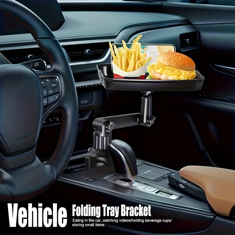 3-in-1 Car Cup Holder Tray Phone Holder - Dual Expandable Base, ABS Adjustable Rotating Bracket
