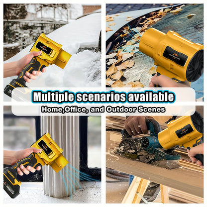 Cordless Handheld Leaf Blower 45000RPM Turbo – 2 Batteries & Charger Included, Air Duster & Car Dryer Blower for Small Spaces, Dual Air Duct Attachments