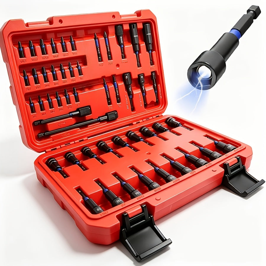10+3pcs/14pcs/27pcs/54pcs Magnetic Socket And Screwdriver Set, Impact Power Hexagonal Extended Nut Screwdriver Drill Bit Main Kit, Imperial And Metric, 1/4-inch Hexagonal Handle, Chrome-vanadium Steel Material, An Ideal Choice for Daily Use