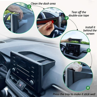 Non-Slip Dashboard Tray - Heavy Duty Non-Slip Car Organizer with Open Front Design, Suitable for All Vehicles - Securely Holds Phones, Keys, Coins, Cards - In-Car Accessory with Open Front Design And Rubber Base, Essential for Road Trips