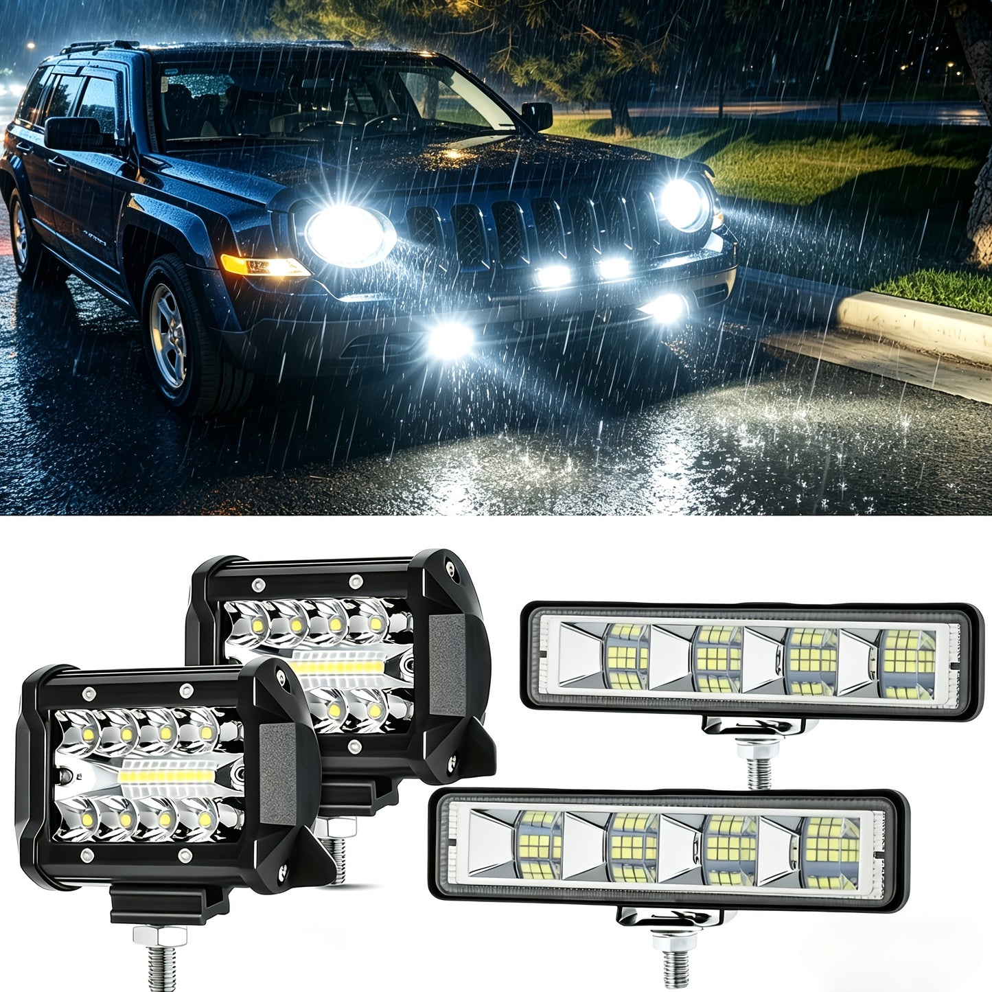 4.3/6.3 Inch LED Lights Super Bright, for Electric Vehicles, Motorcycles, Off-road Pickups, Ships, Super High Brightness Off-road Lights, Motor Vehicle Exterior Lighting, Improve Visibility During Night Driving Perfect Gift for Father's Day