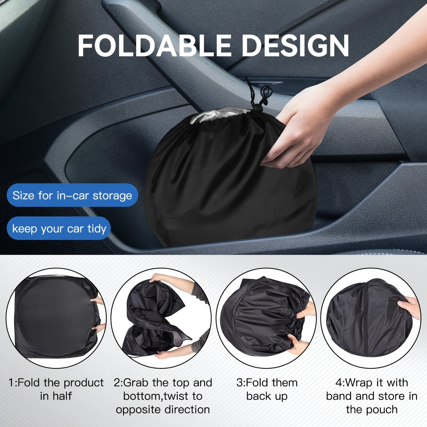 2026 NEW Windshield Sunshade Large Upgraded Universal Front And Side Window Sun Cover Block Sun Heat Protect Vehicle Interior Accessories Sunshades Prevent Prying And Protect Privacy, with Super Adsorption Suction Cups, Summer Gift for Can(M/L)