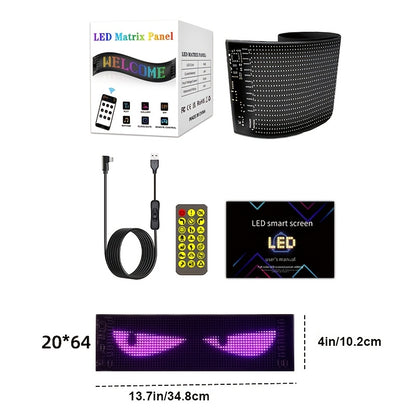Summer Deal-Scrolling LED Car Sign, Programmable LED Sign with APP Control And Remote, USB Powered DIY Text Animation Graffiti Pattern, Rolling Devil's Eye for Trucks SUVs Store Hotel Bar.