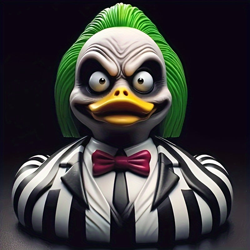 Gothic Resin Duck Figurine, Dark Aesthetic Spooky Duck Statue, Creepy Cute Halloween Duck Decor for Desktop & Outdoor Garden
