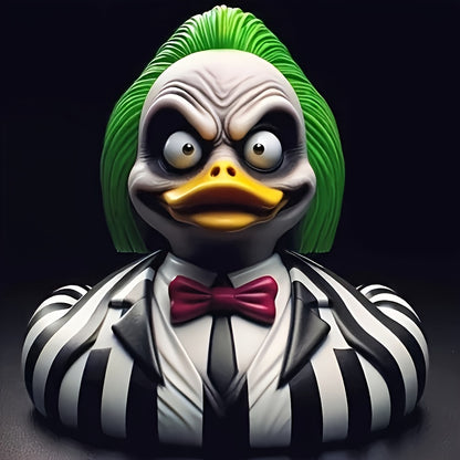 Gothic Resin Duck Figurine, Dark Aesthetic Spooky Duck Statue, Creepy Cute Halloween Duck Decor for Desktop & Outdoor Garden