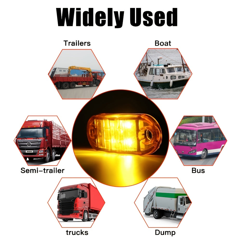 LED Side Marker Lights 20pcs 4-LED 12V 24V Hardwired Stop Tail Indicator for Truck Trailer RV Bus Caravan Camper Van Amber Red Green Purple