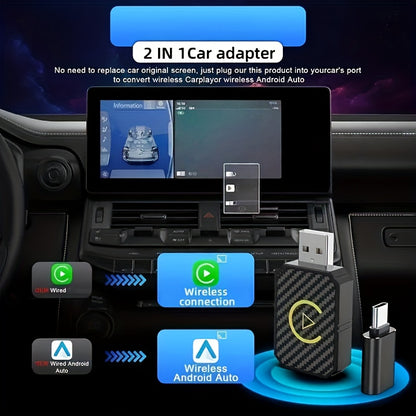 Mini Wireless CarPlay Adapter, Compatible with Apple and Android, Plug and Play, Low Latency for Wired to Wireless CarPlay, Fits Multiple Car Models, 2024 Upgrade, Fast and Stable Connection, No Battery Required, Christmas Gift
