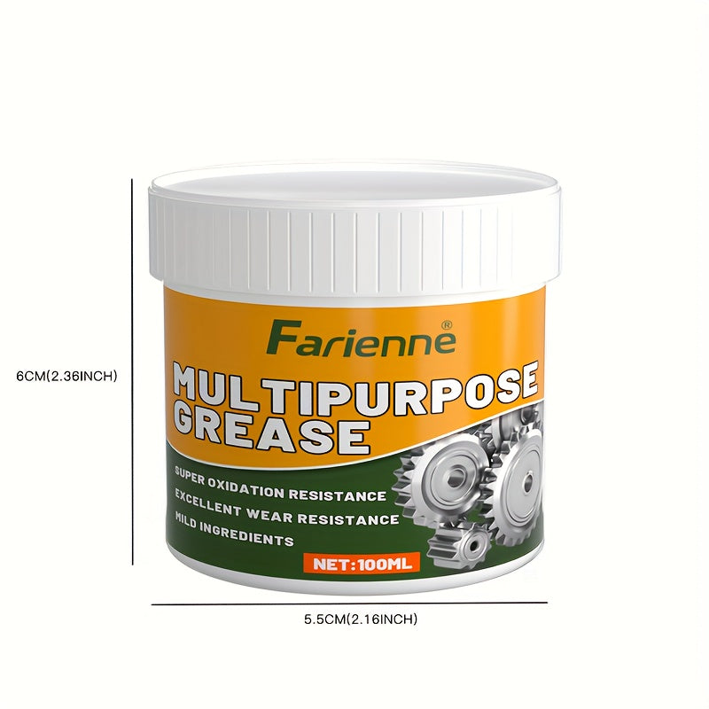 Multi-Purpose Grease, 3.38 Oz with Brush - Garage Door Hinge Lubricant for Automobiles, Ships, And Industrial Metal Contact Parts