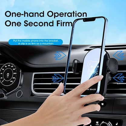 1pc Car Mobile Phone Bracket The New Car With Navigation Support Rack Bear Cartoon Car Air Outlet Fixed Mobile Phone Rack