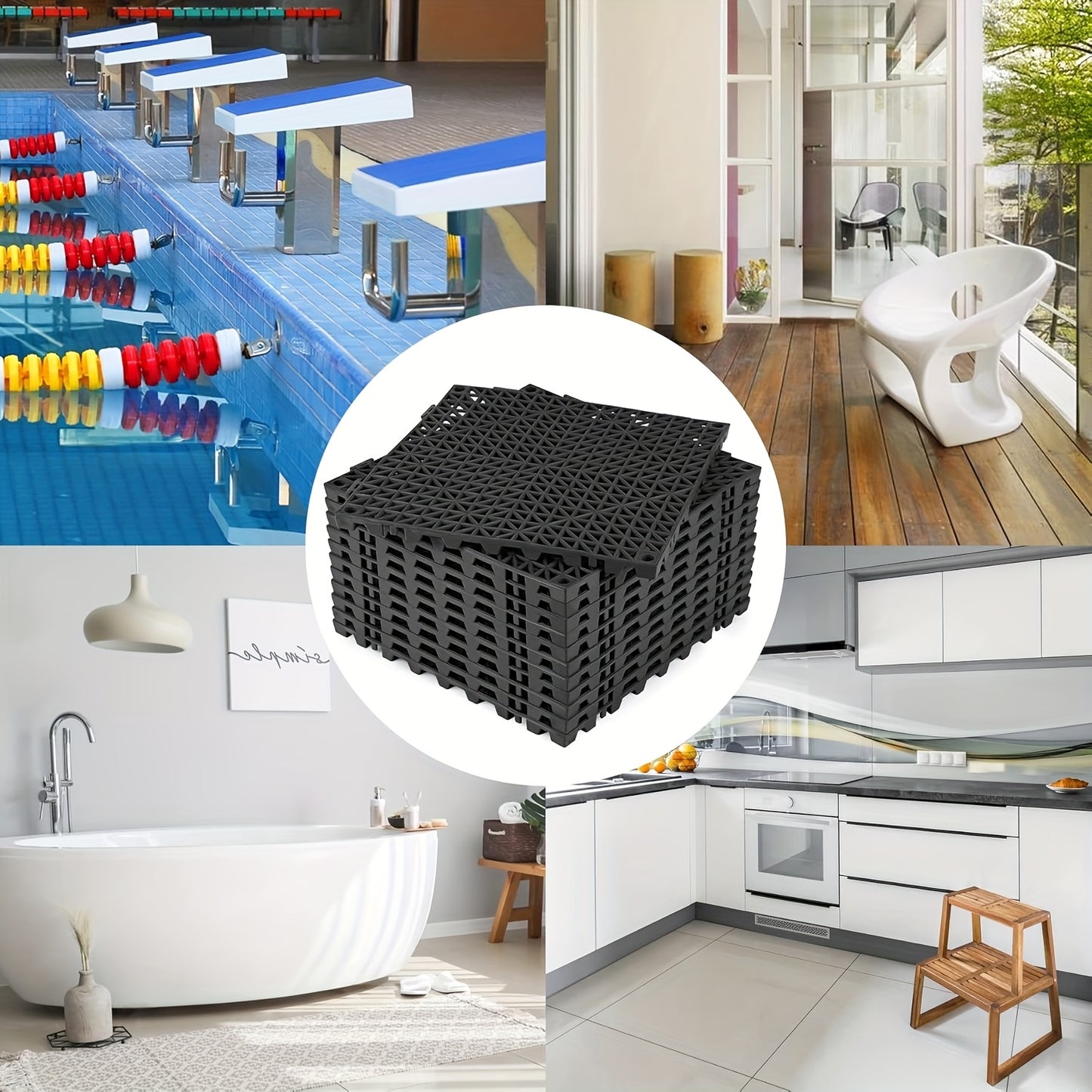 20 Pack 16"x 16"x 0.75"(Thickness)Interlocking Garage Floor Tiles, Modular Drainage Floor Mat, Non-Slip Splicing Interlocking Drainage Mats Floor Tile for Garage  Wash Basement, Etc.