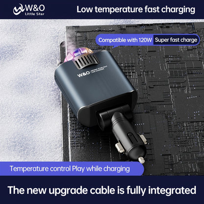 Three-In-One Multifunctional Car Charger, Perfume Machine, Starry Sky Ceiling Light, Dual 80cm/32inch Type-C+Lightning Retractable Cable, Air Freshener, Adapter For IPhone 16/15/Plus/Pro Max, For S25/24, Great Christmas Birthday Gift.