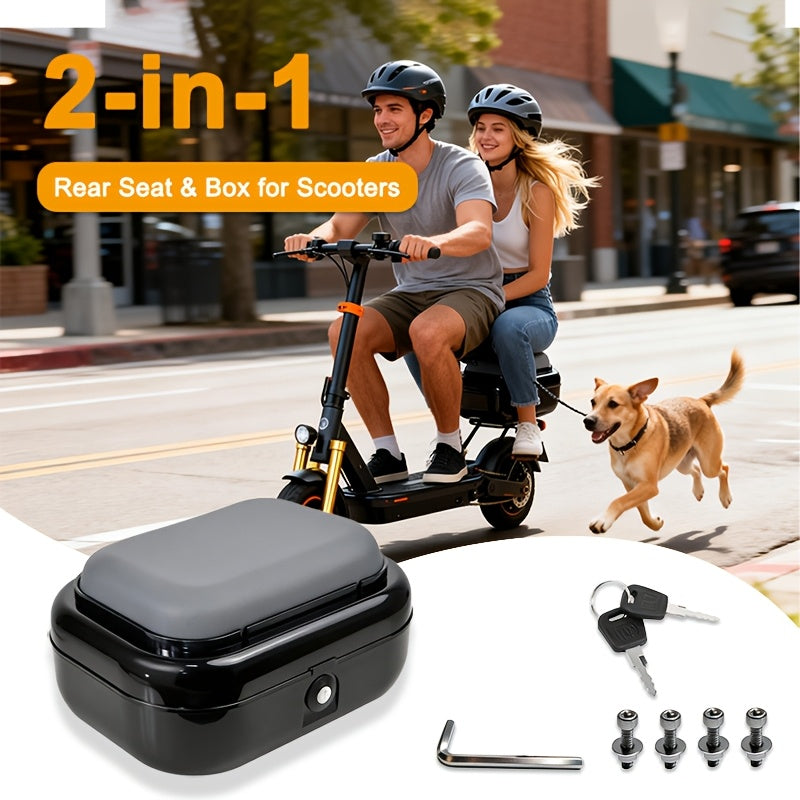 New Electric Scooter Tail Trunk with Passenger Seating Capability | Compatible with Kukirin KUGOO M5/M5PRO, Features a Safety Locking Seat Storage Box. Large Capacity, Soft Cushion, Universal Fit, Durable, Without Battery